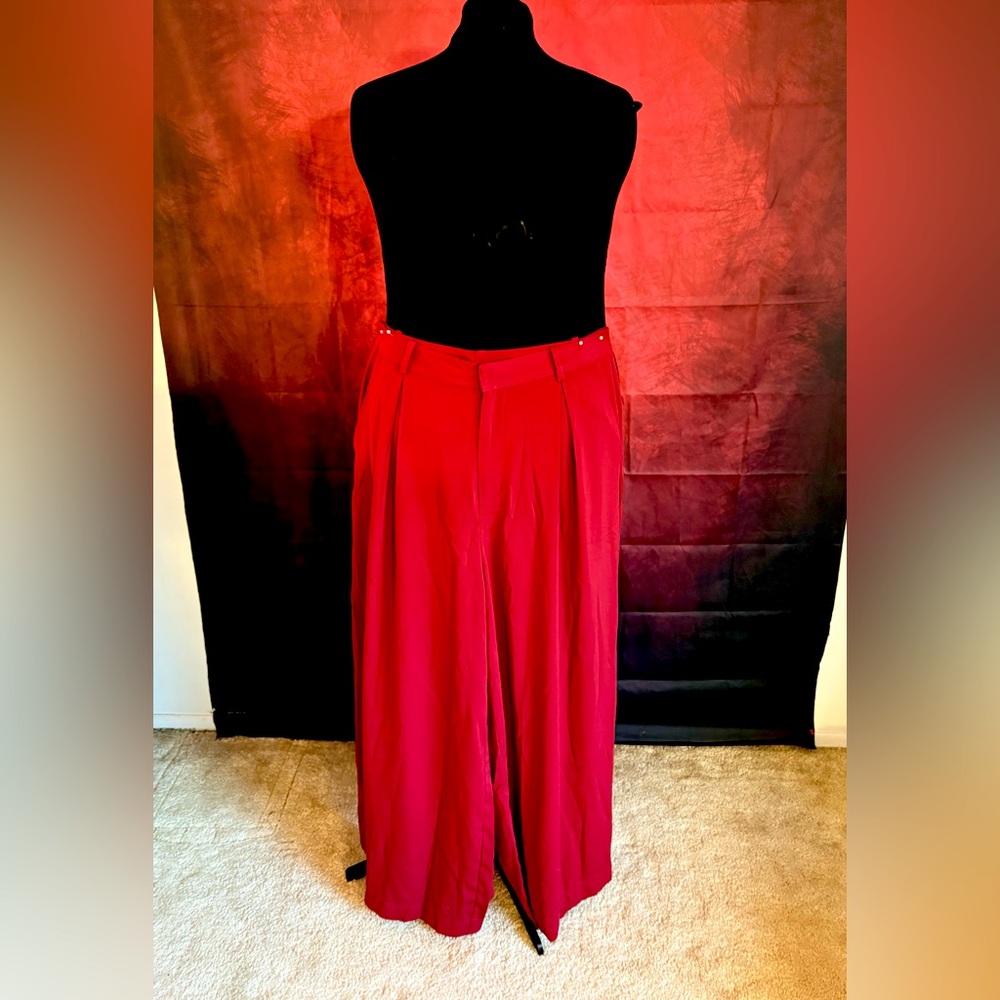 TronJori Burgundy Ref Wine Palazzo Pants Wide Leg Plus Size Joker Movie Pants